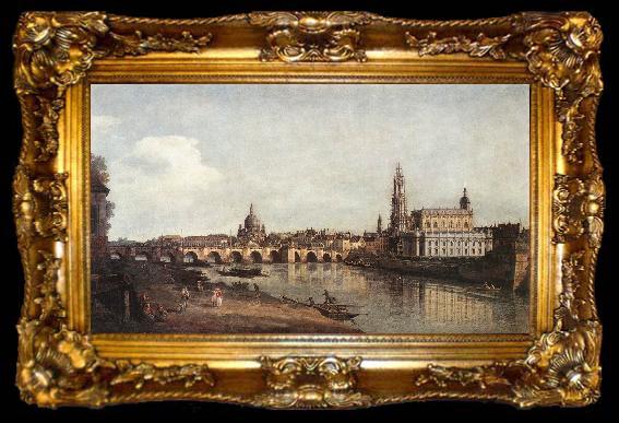 framed  BELLOTTO, Bernardo View of Dresden from the Right Bank of the Elbe with the Augustus Bridge, ta009-2